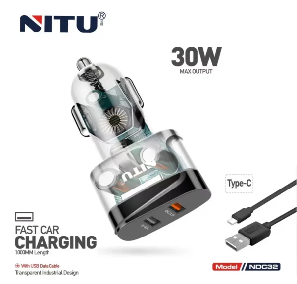 شارژر فندکی 30W نیتو مدل NITU NDC32 FAST CHARGING
