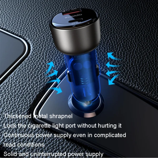 شارژر فندکی یسیدو مدل YESIDO Y52 FAST CHARGER 48W