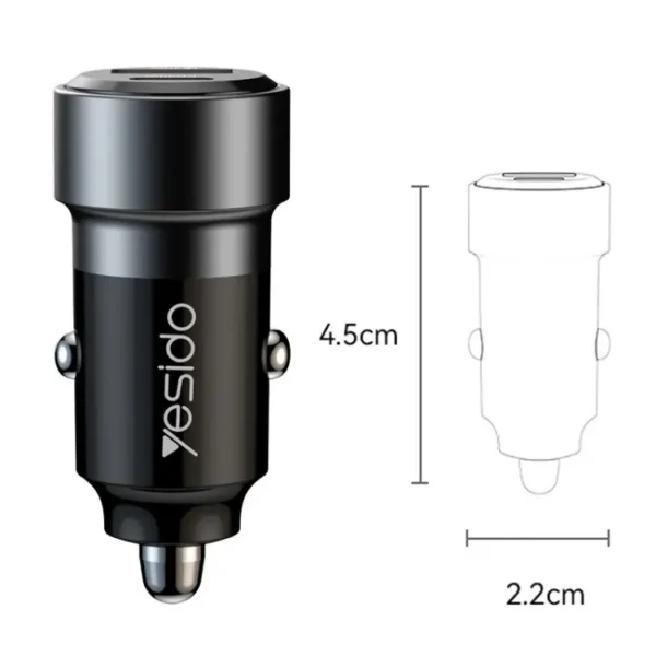 شارژر فندکی با کابل آیفون یسیدو YESIDO Y54 60W FAST CHARGER