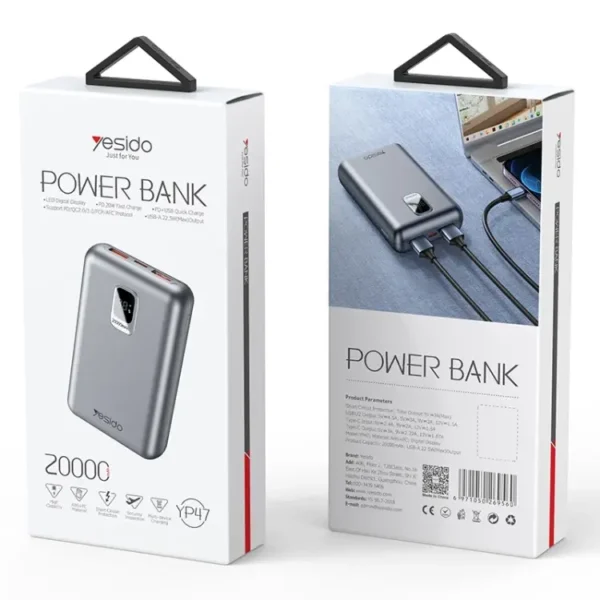 پاوربانک 20000 یسیدو مدل YESIDO YP47 POWER BANK