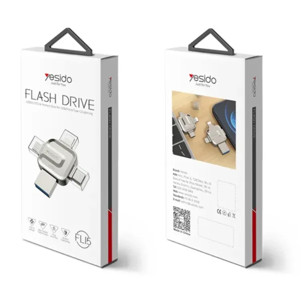 مبدل OTG و فلش مموری 4 سر یسیدو 128 گیگابایت YESIDO FL15 128GB Flash Drive