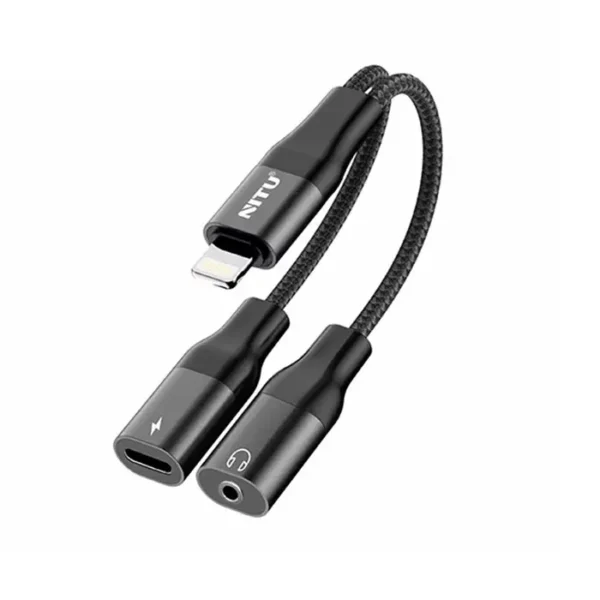 کابل لایتنینگ و جک 3.5 نیتو مدل NITU NX024 2 IN 1 AUDIO CHARGING