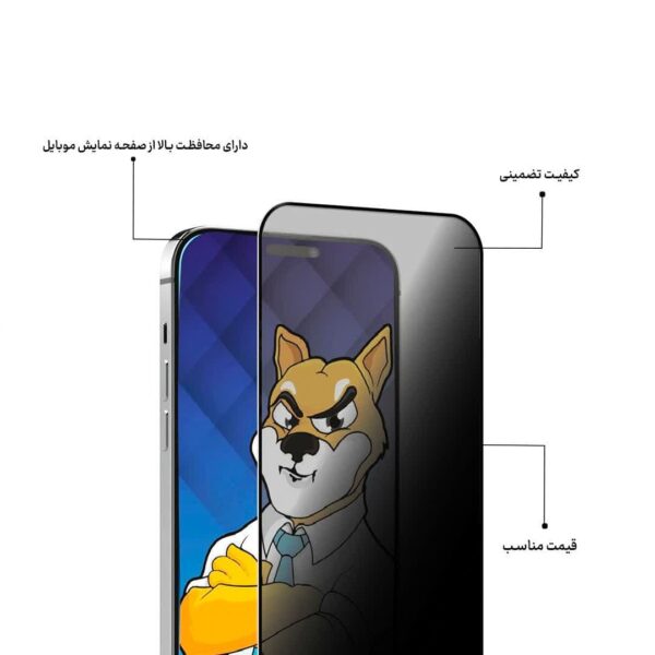محافظ صفحه نمایش پرایوسی آیفون شیبا مدل سیلیکون پلاس