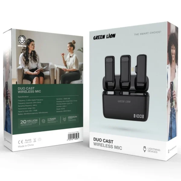 میکروفون یقه ای بیسیم گرین GREEN DUO CAST دوکاربره تایپ سی