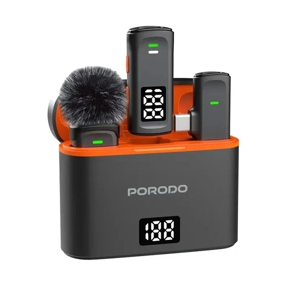 میکروفون یقه ای بیسیم پرودو با درگاه تایپسی PORODO LAVALIER WCDMIC