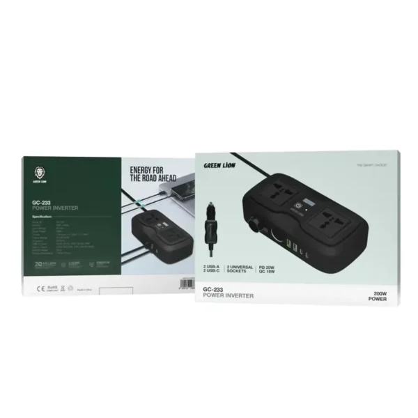 اینورتر 200 وات برق فندکی گرین GREEN GC-233 POWER INVERTER
