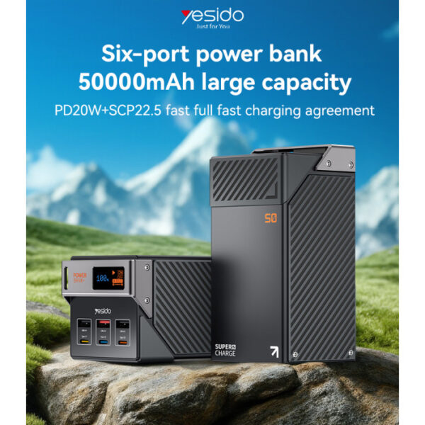 پاوربانک کمپینگ یسیدو YESIDO YP63 با ظرفیت 50000 میلی آمپر