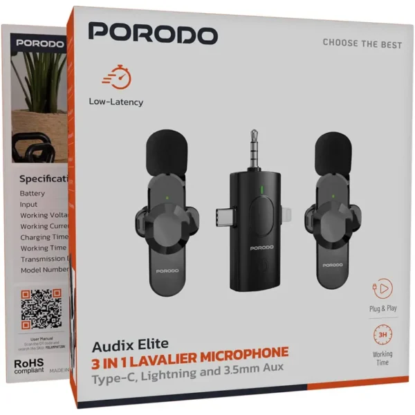 میکروفون یقه ای بیسیم پرودو PORODO AUDIX ELITE 3in1