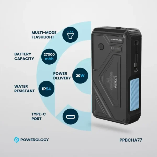 پاوربانک خورشیدی پاورولوژی POWEROLOGY PP077 با ظرفیت 27000 میلی آمپر