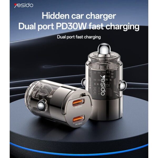 شارژر فندکی 30 وات یسیدو YESIDO Y69 با دو خروجی USB-C