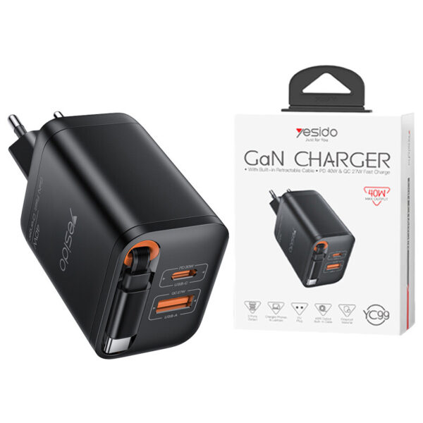 شارژر 40 وات یسیدو YESIDO YC99 با قابلیت GaN